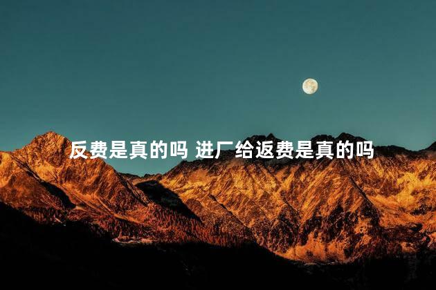 反费是真的吗 进厂给返费是真的吗